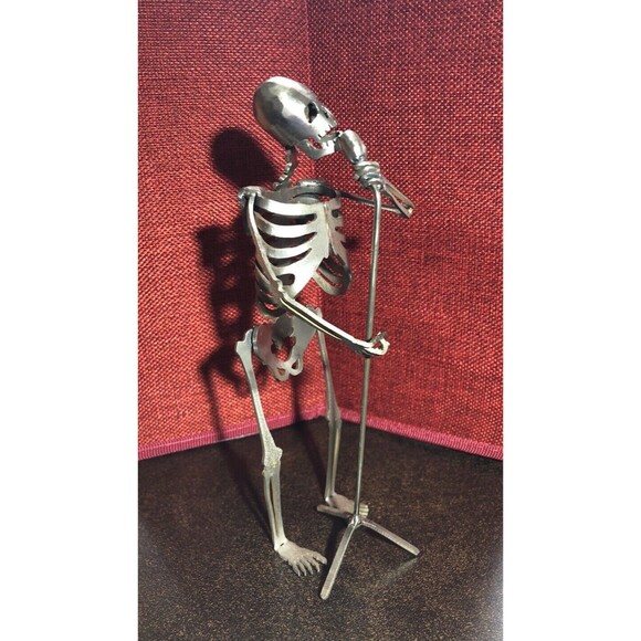 Metal Skeleton Sculpture Of Singer Handmade Gift For Vocalist Band Member Gift - Picture 5 of 8